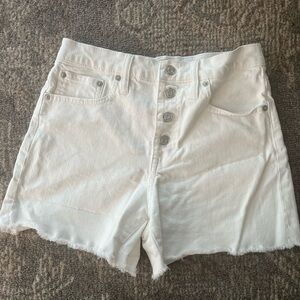 Jcrew white denim shorts high waisted button fly size 26